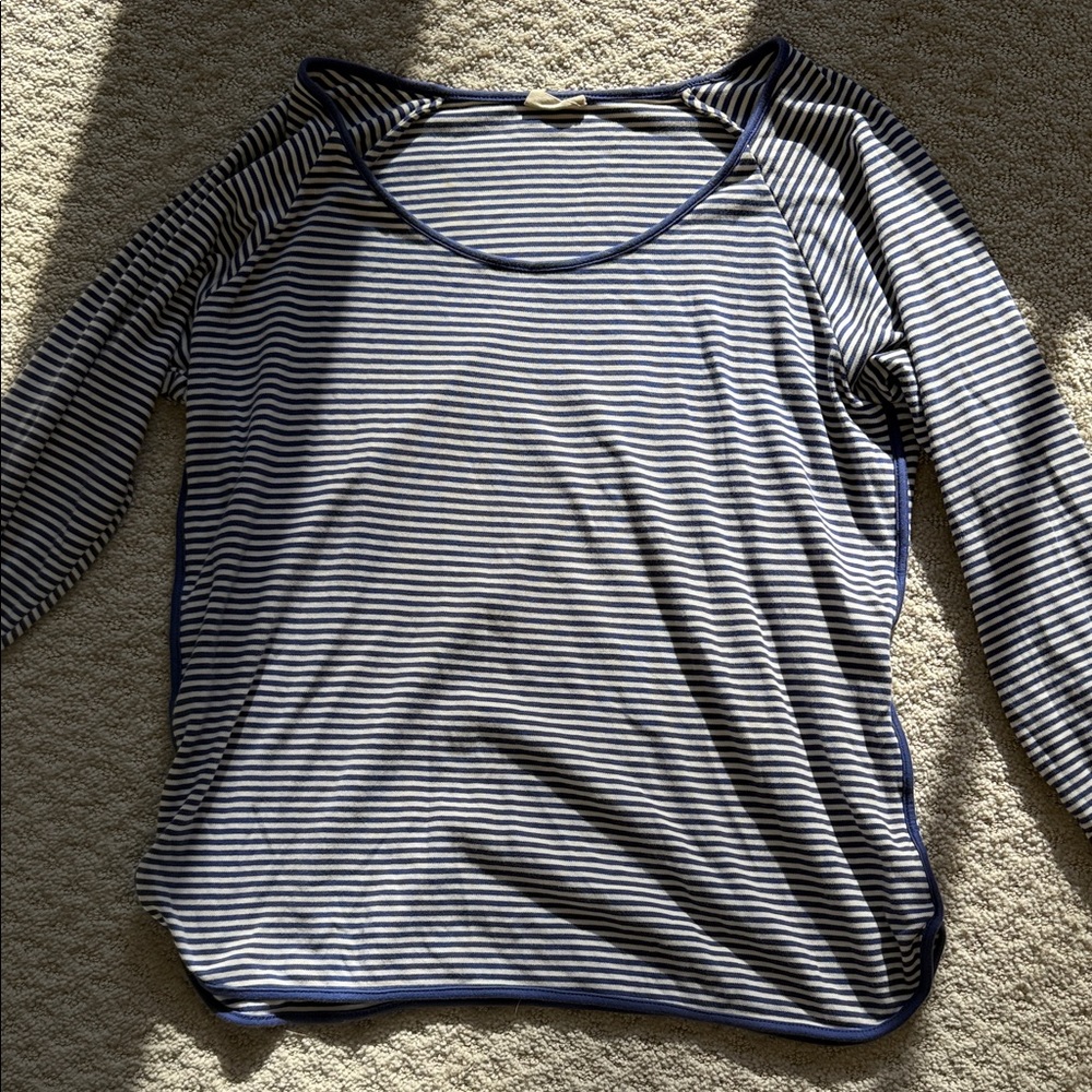 Navy and White Striped Women's Pajama Top